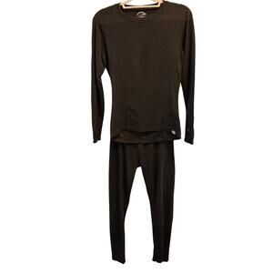 Merino Tech 100% wool Base Layer Long sleeve top w legging hiking skiing thermal